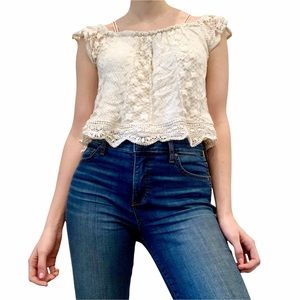 White Lace Crop Top